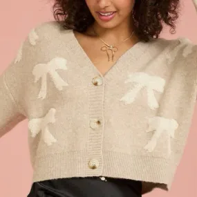 All Over Bow Crop Cardigan