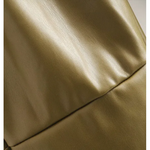 Army Green Leather High waist Pants