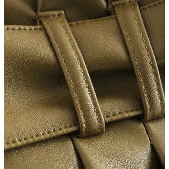 Army Green Leather High waist Pants