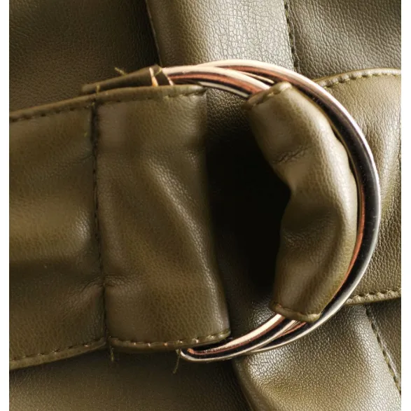 Army Green Leather High waist Pants