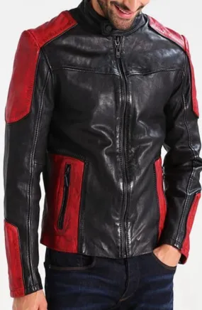 Basil Real Black Leather Jacket Men Biker Motorcycle