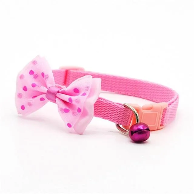 Bow Decor Pet Collar Dot Design