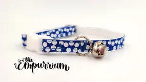 Cat Collar - Silly Dots - White on Dark Blue
