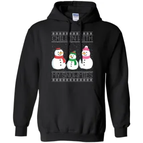 Chillin With My Snowmies Snowman Christmas Men Pullover Hoodie