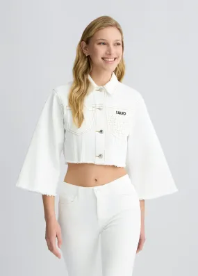 CROPPED DENIM JACKET WHITE