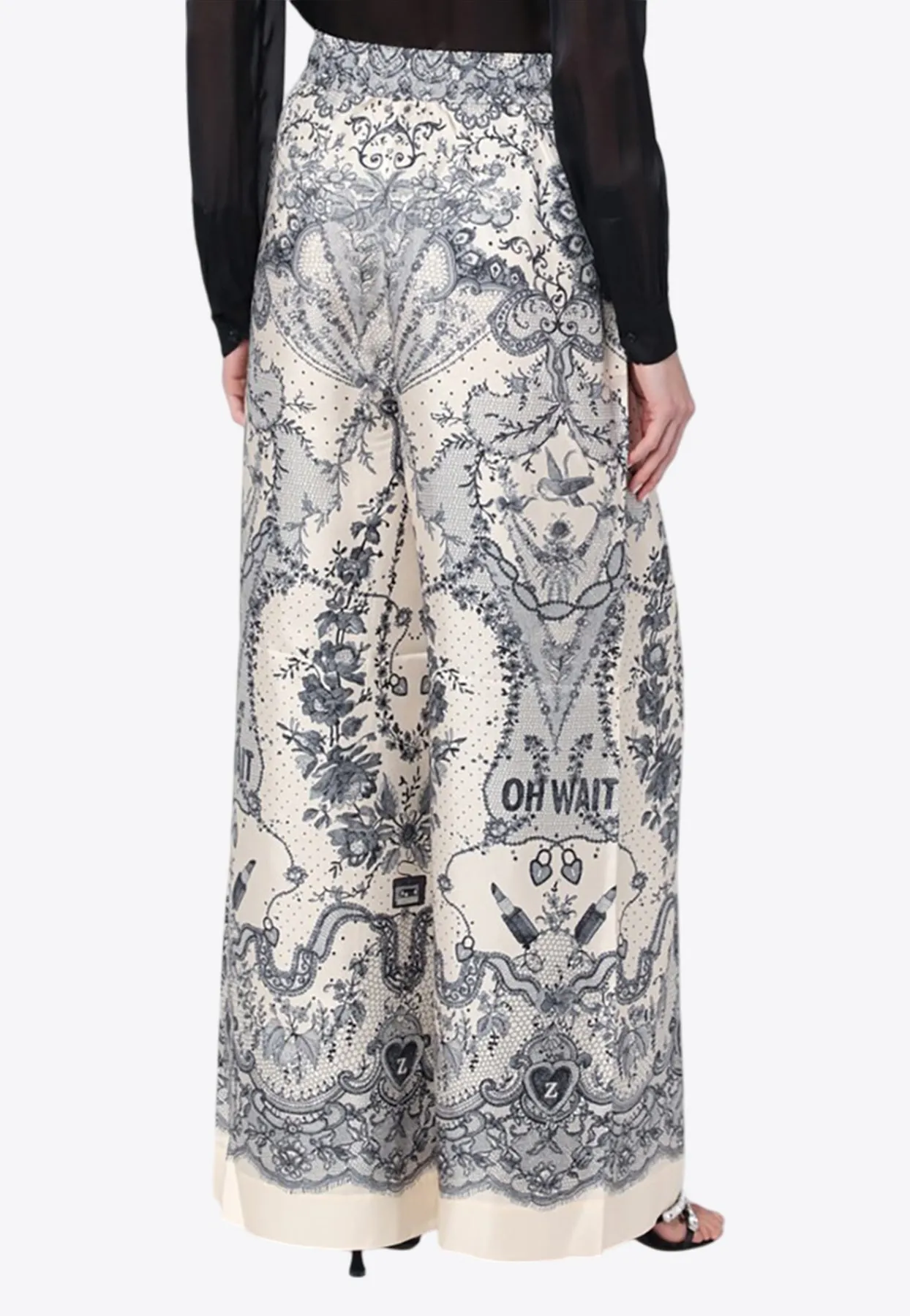 Crush Printed Silk Wide-Leg Pants