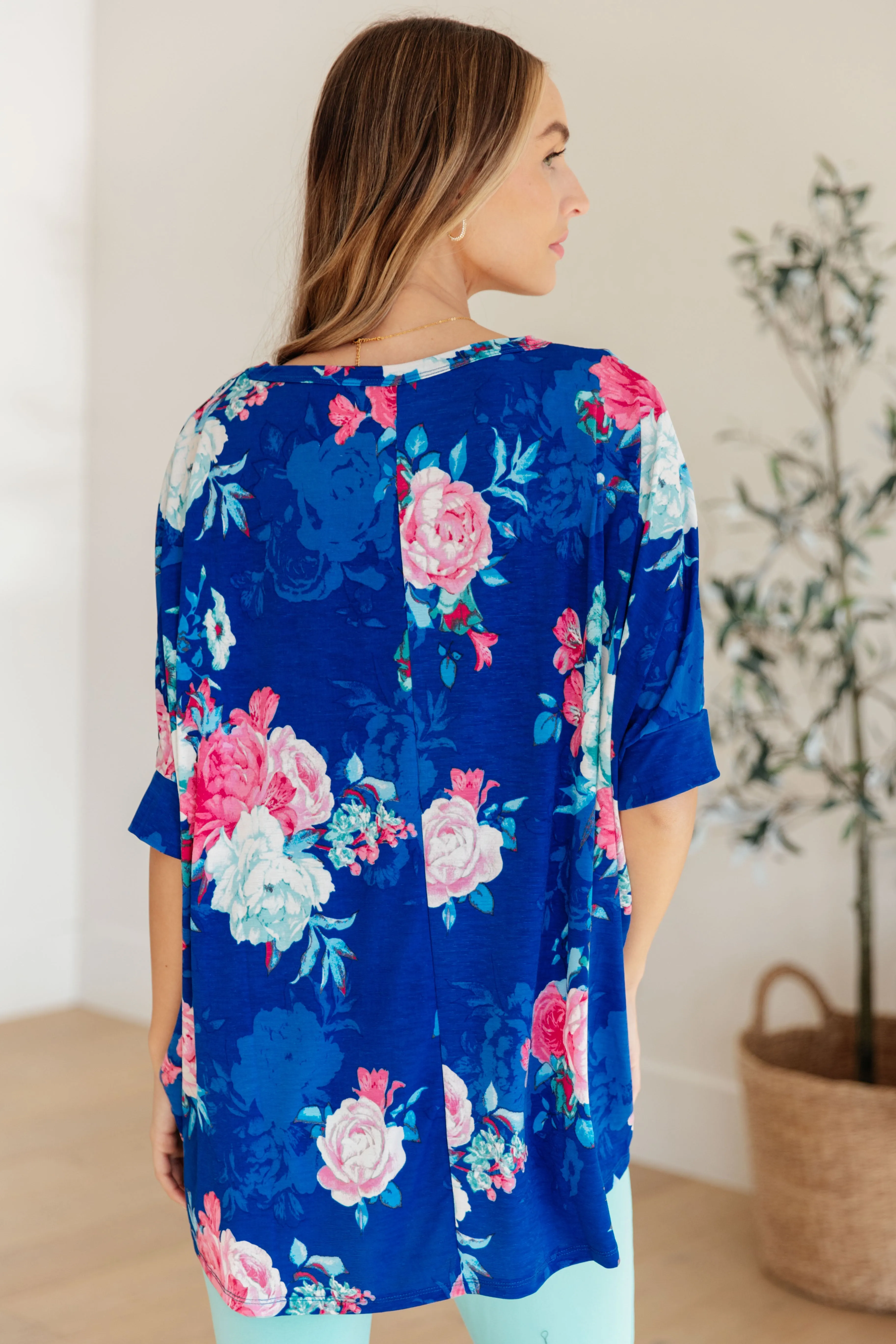 DEAR SCARLETT- Essential Blouse in Royal and Pink Floral