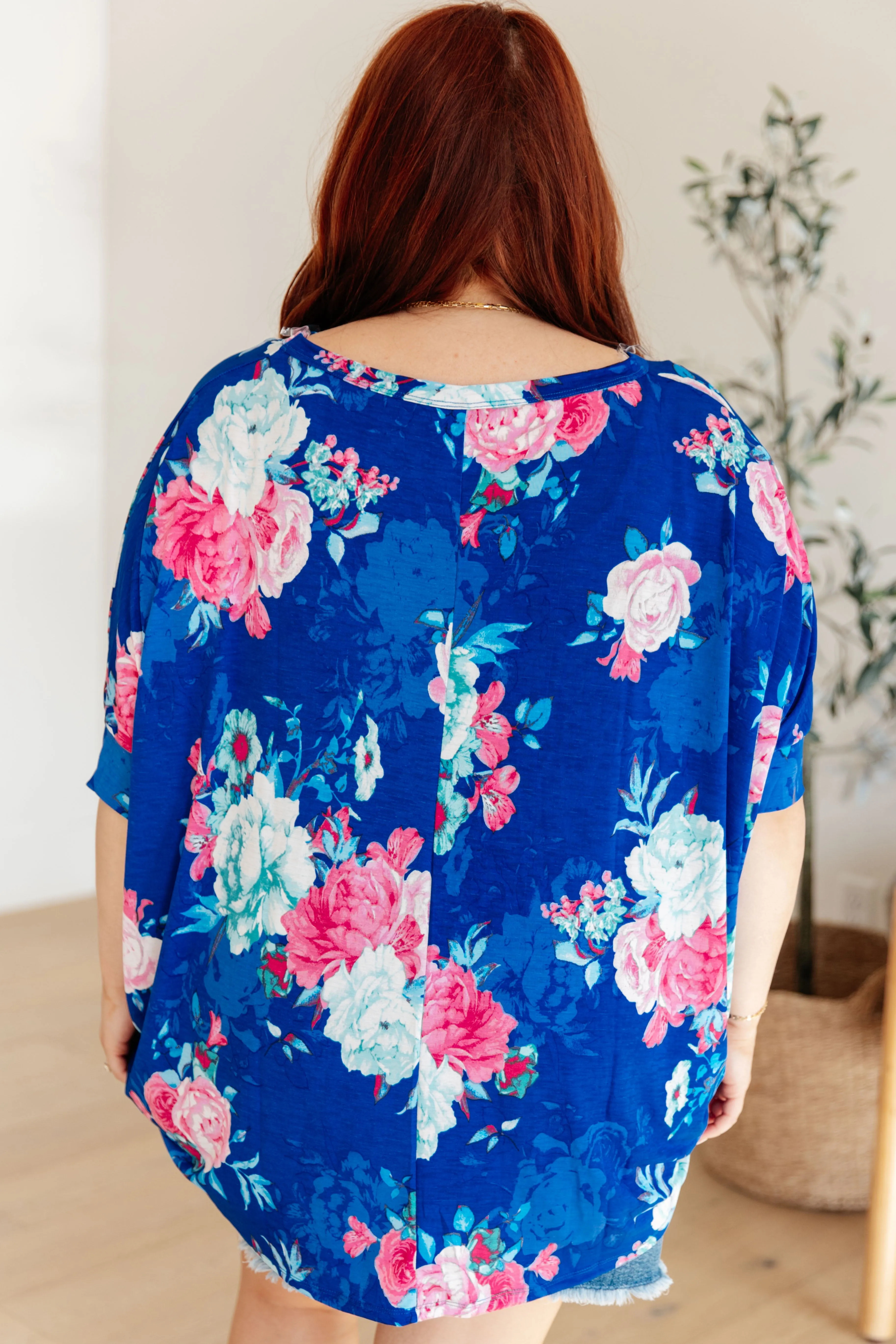 DEAR SCARLETT- Essential Blouse in Royal and Pink Floral