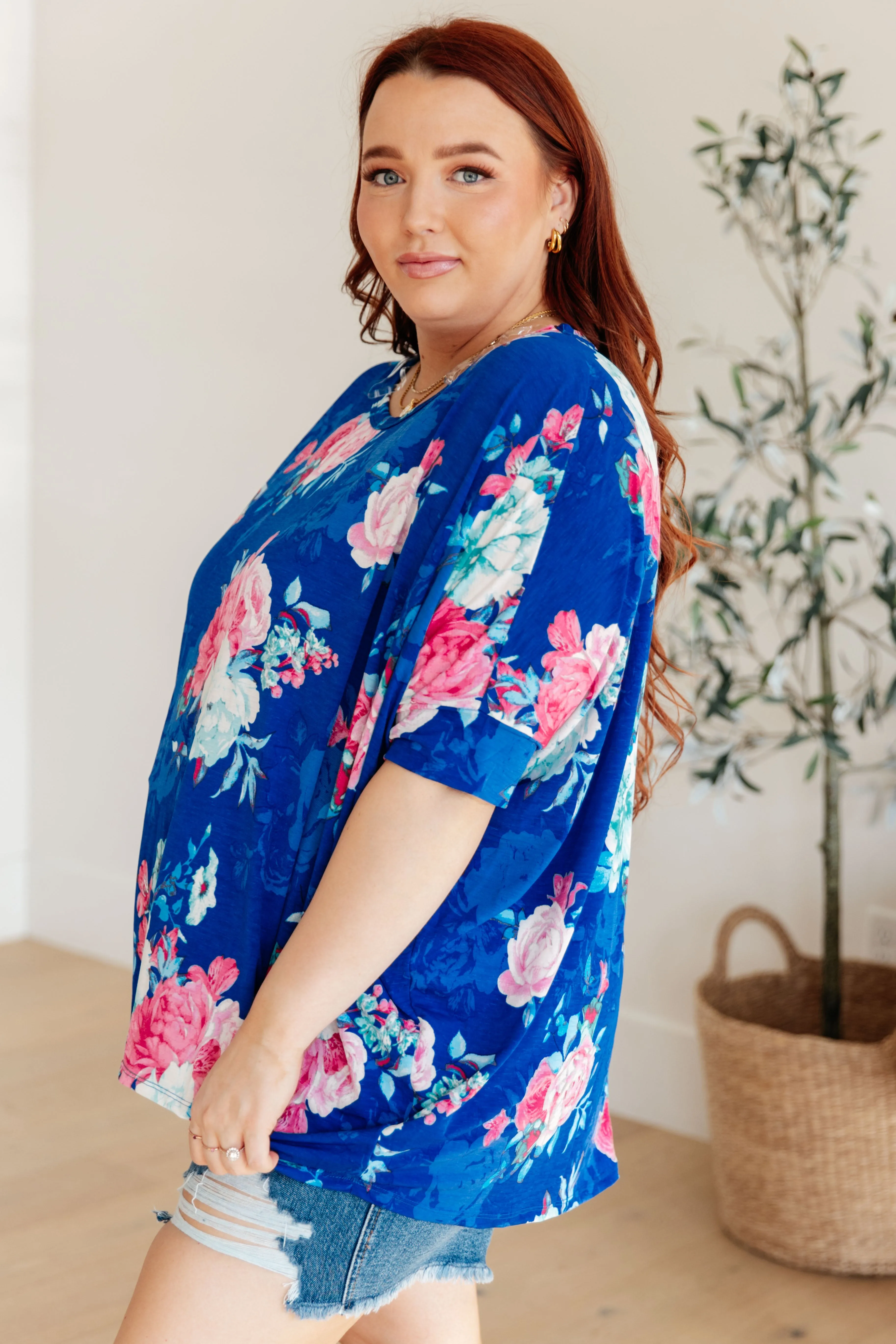 DEAR SCARLETT- Essential Blouse in Royal and Pink Floral