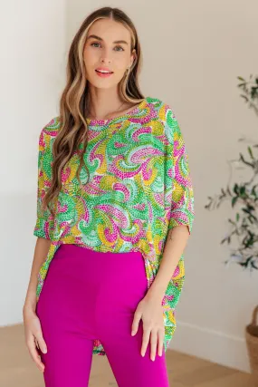 Essential Blouse in Painted Green and Pink - 3/22/2024