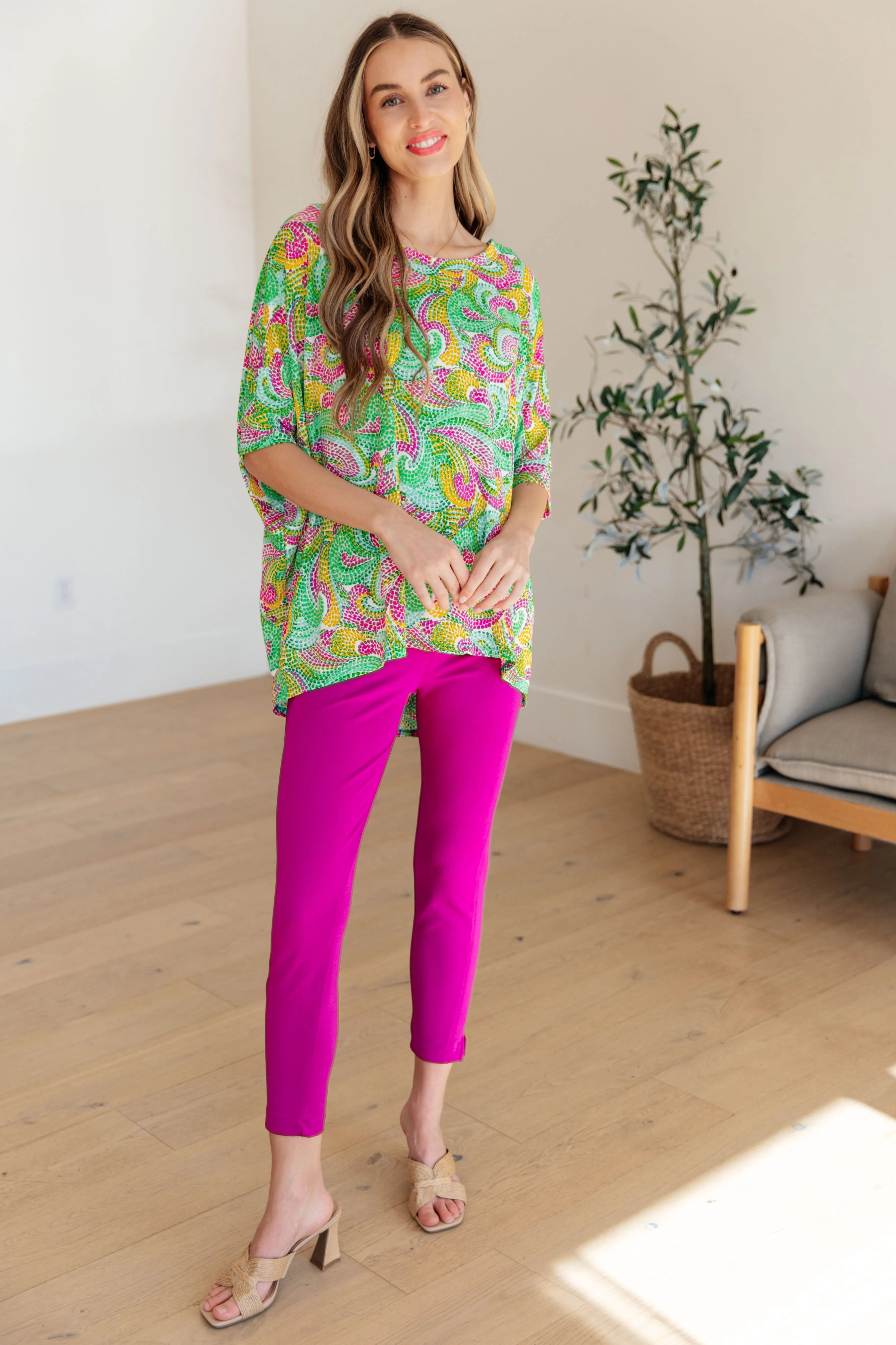 Essential Blouse in Painted Green and Pink - 3/22/2024