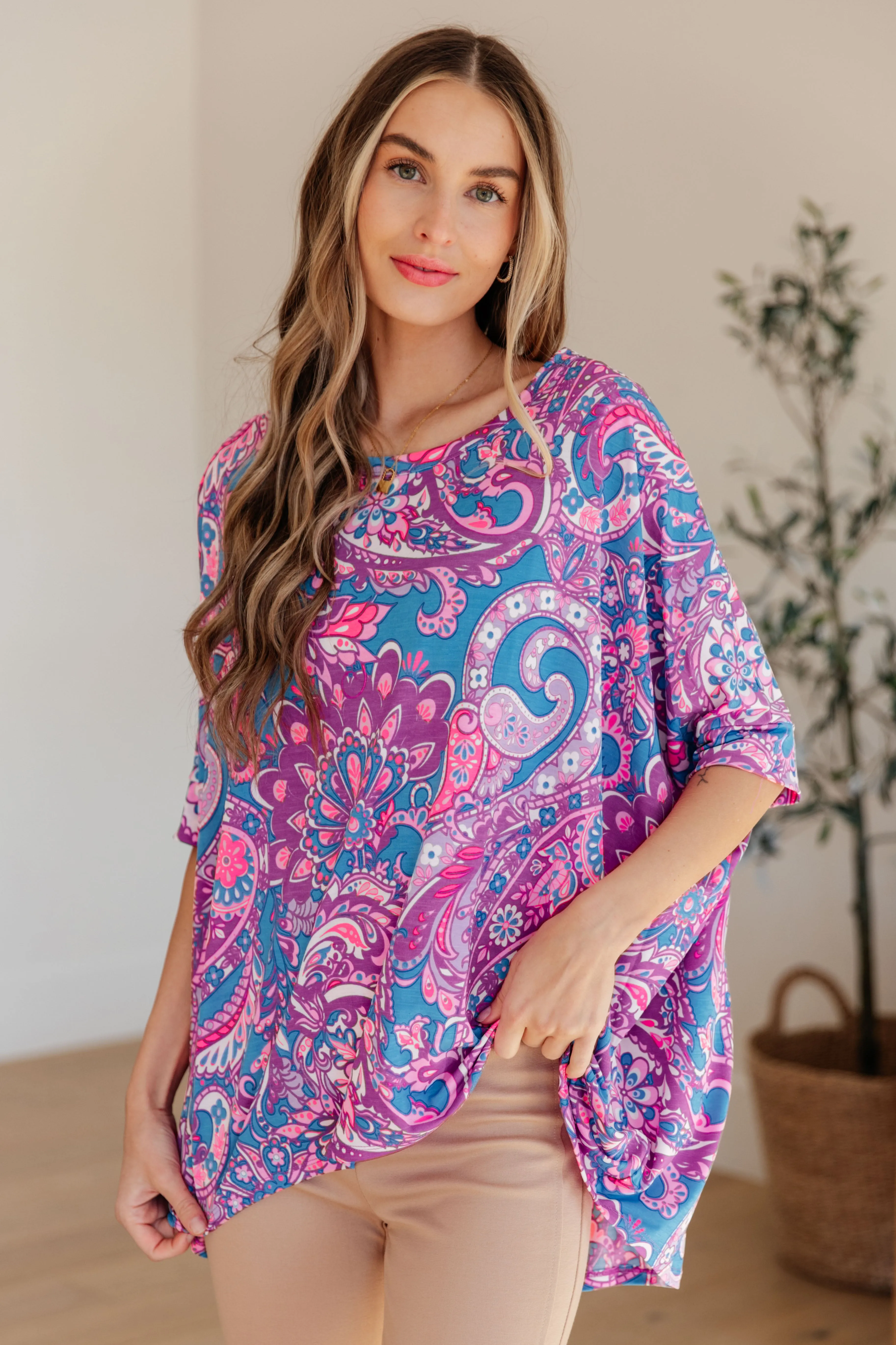 Essential Blouse in Purple Paisley - 3/22/2024