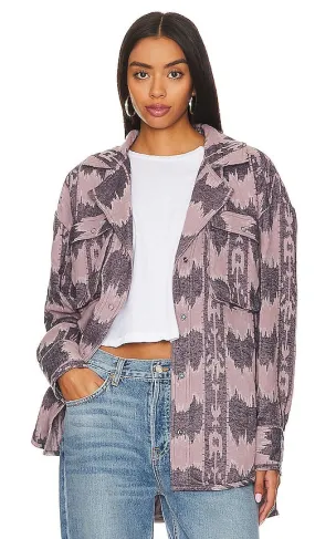 Free People x We The Free Izzie Cargo Jacquard Shacket in Lavender