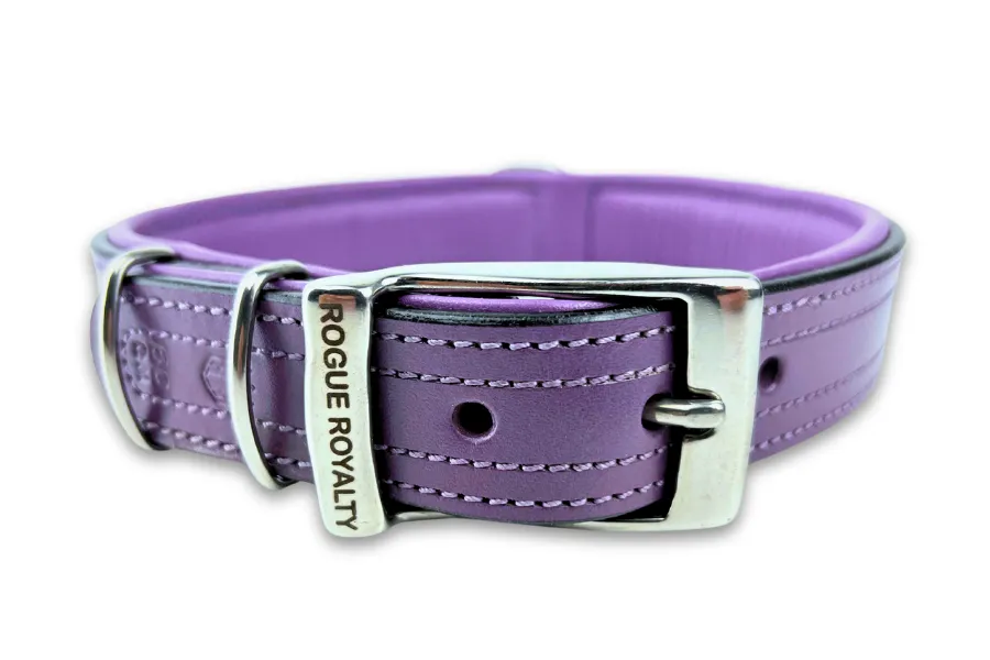 Hand Made Leather Dog Collar - Tuscan Purple (Slim Fit)