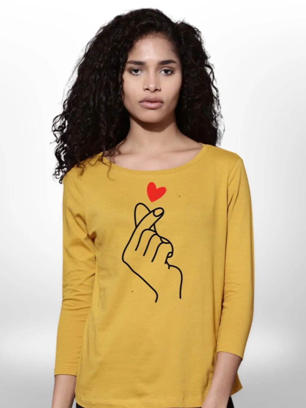 Heart Printed Womens  4 Quarter Sleeve T-Shirt
