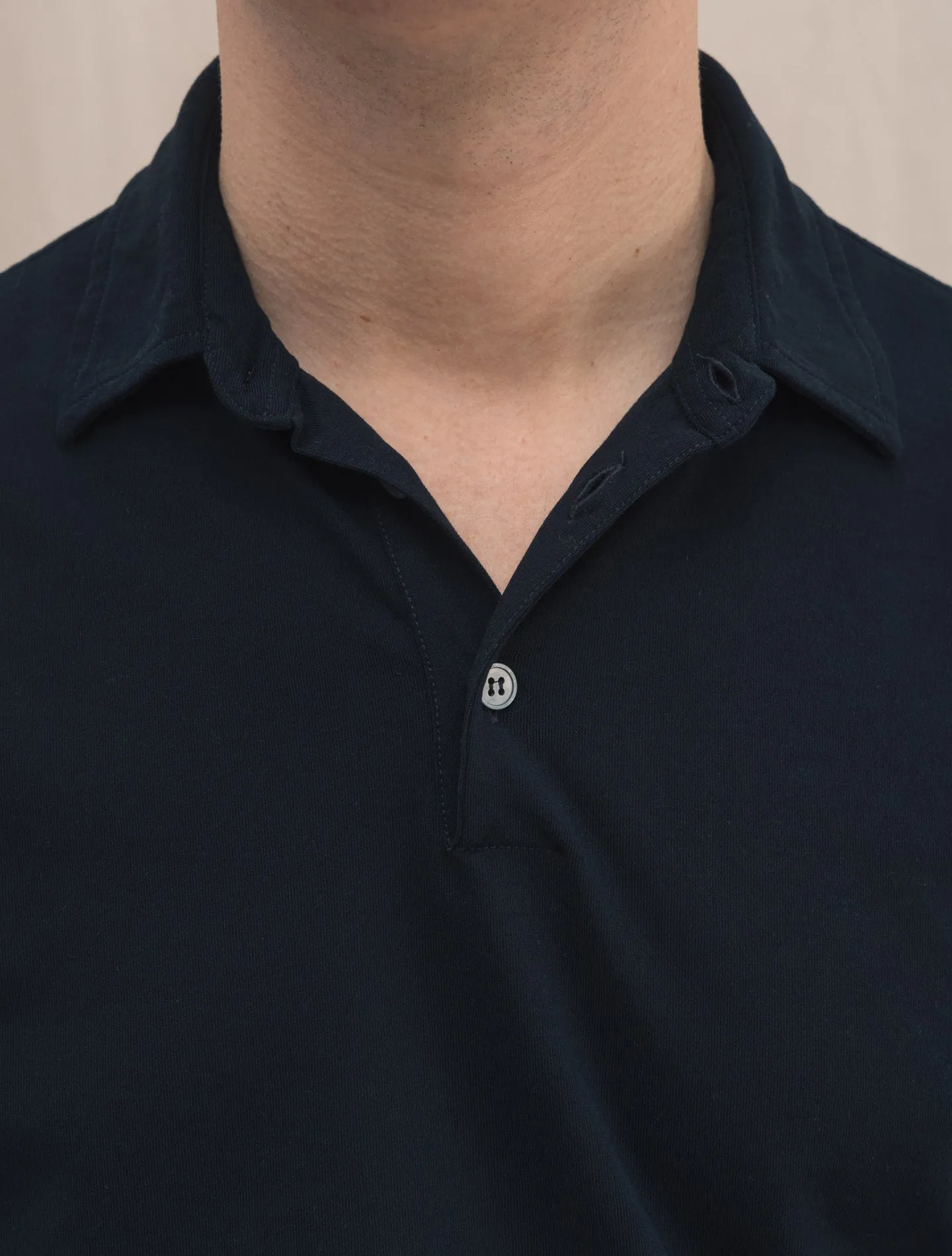 Ice Cotton Polo Shirt Long Sleeve Navy