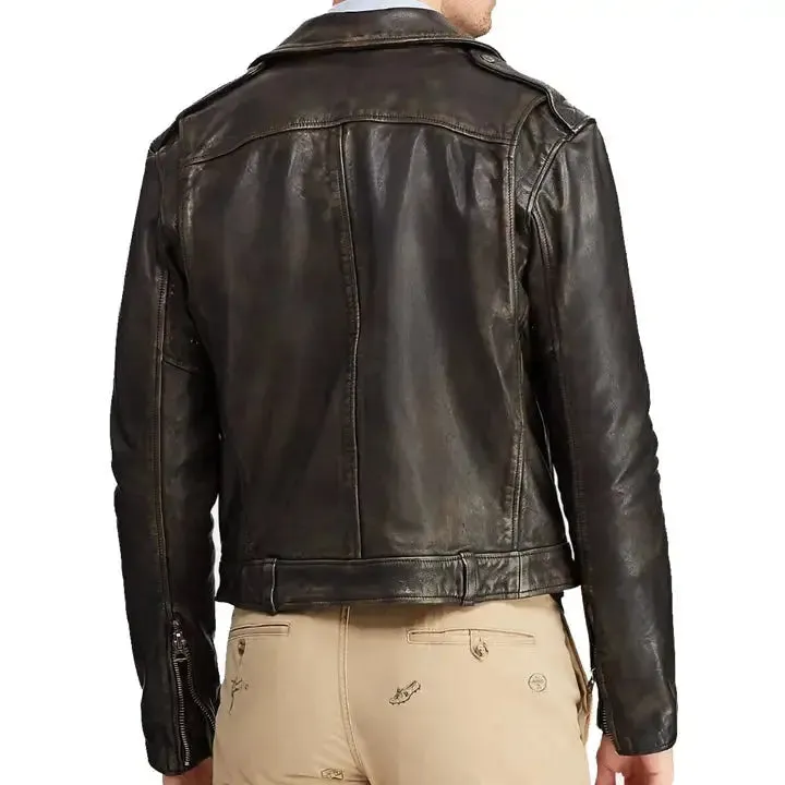 Iconic Men's Cowhide Leather Biker Motorcycle Jacket