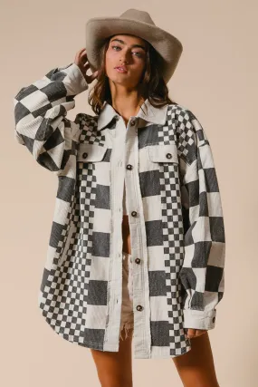 IP4500J-81 | MIXED CHECKER PRINT WASHED CORDUROY SHACKET