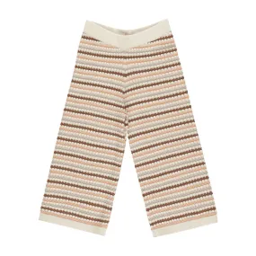 Knit Wide Leg Pant - Honeycomb Stripe - Natural / Shell / Dusty Blue / Saddle - FINAL SALE