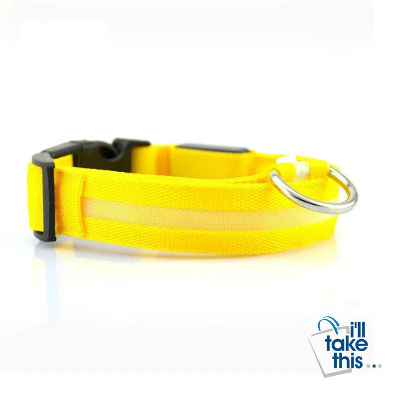 LED Light-up Dog Collars - LED Light Night Safety Light-up Flash Glowing in Dark LED Dog Collars