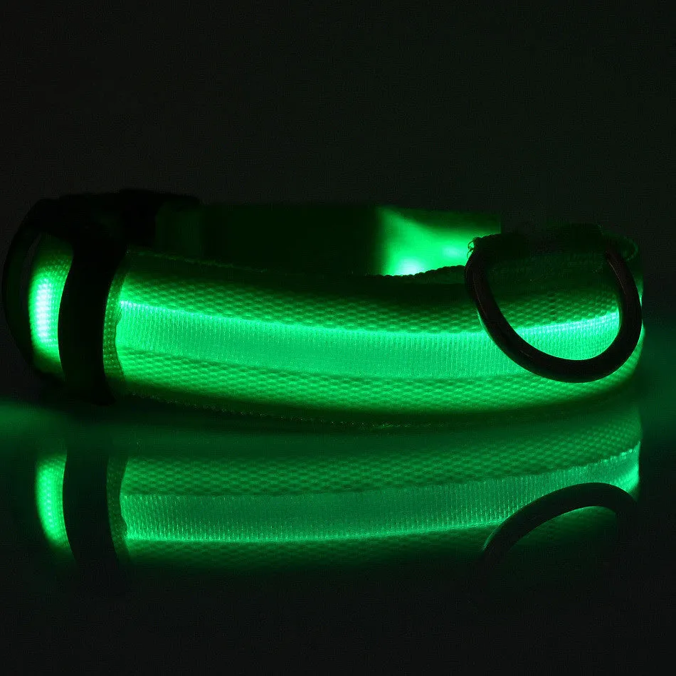 LED Light-up Dog Collars - LED Light Night Safety Light-up Flash Glowing in Dark LED Dog Collars