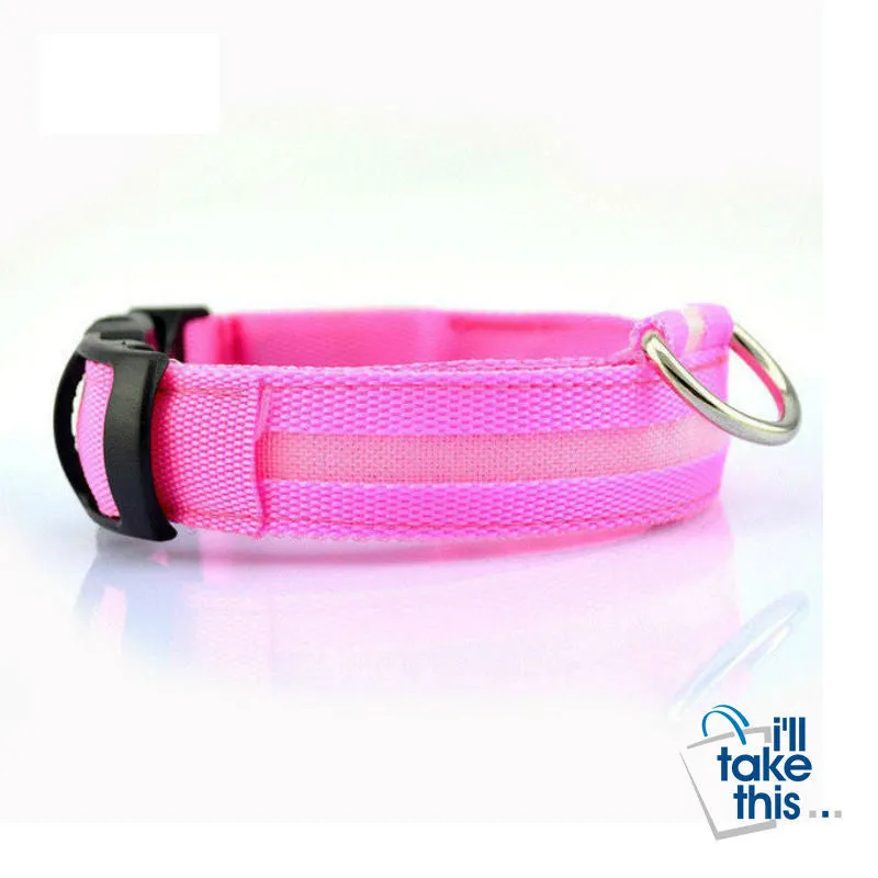 LED Light-up Dog Collars - LED Light Night Safety Light-up Flash Glowing in Dark LED Dog Collars