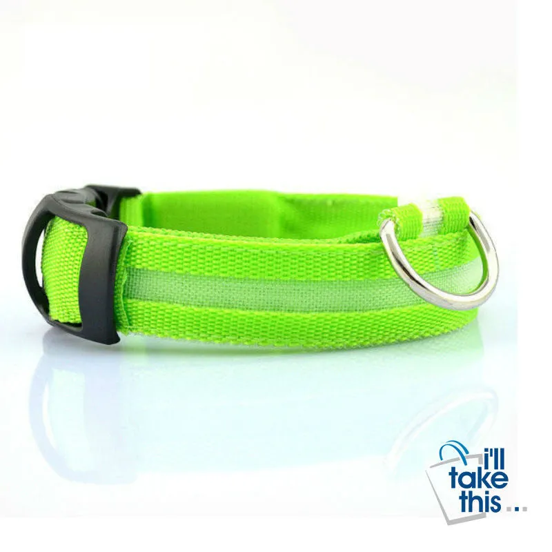 LED Light-up Dog Collars - LED Light Night Safety Light-up Flash Glowing in Dark LED Dog Collars