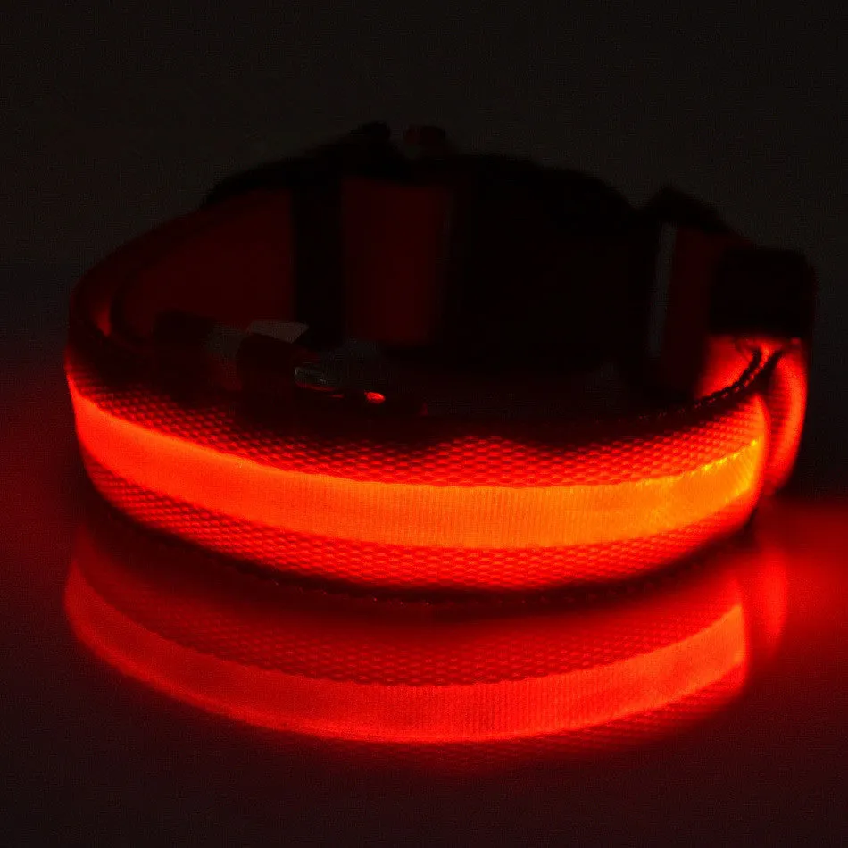LED Light-up Dog Collars - LED Light Night Safety Light-up Flash Glowing in Dark LED Dog Collars