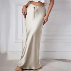 Luxe Satijnen Maxi Rok met Verstelbare Taille