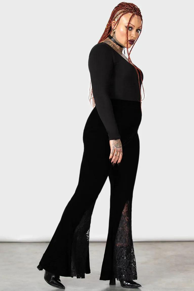 Marisola Velvet Lace Insert Bell Bottom Pants