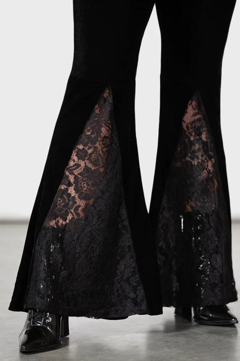 Marisola Velvet Lace Insert Bell Bottom Pants
