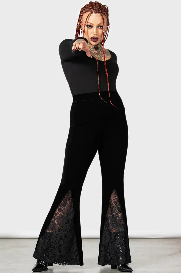 Marisola Velvet Lace Insert Bell Bottom Pants