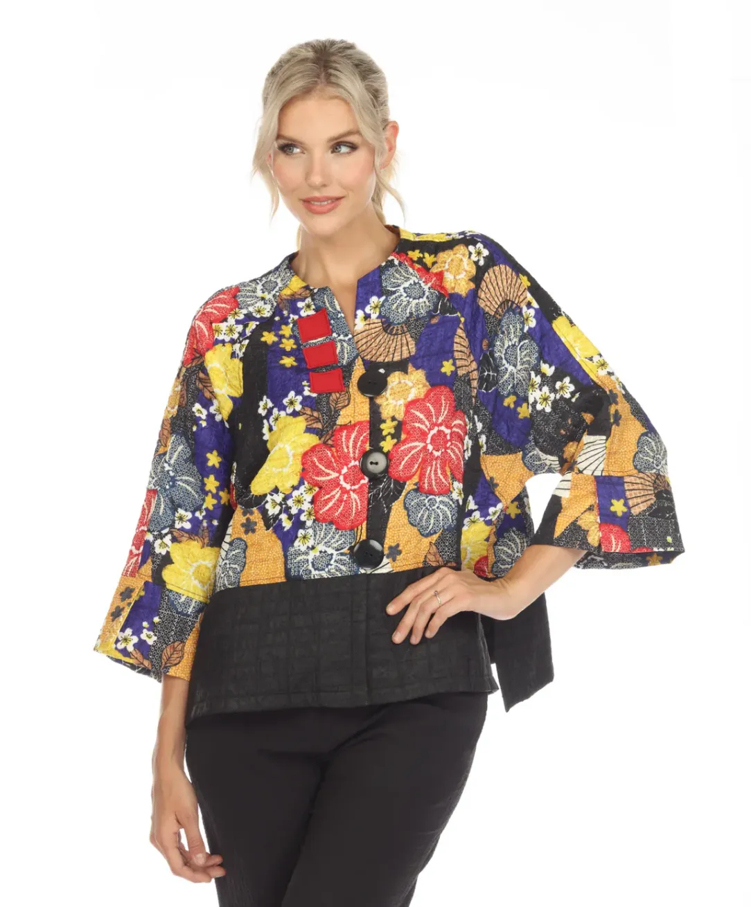 Moonlight Floral Kimono Sleeve Jacket - 3791