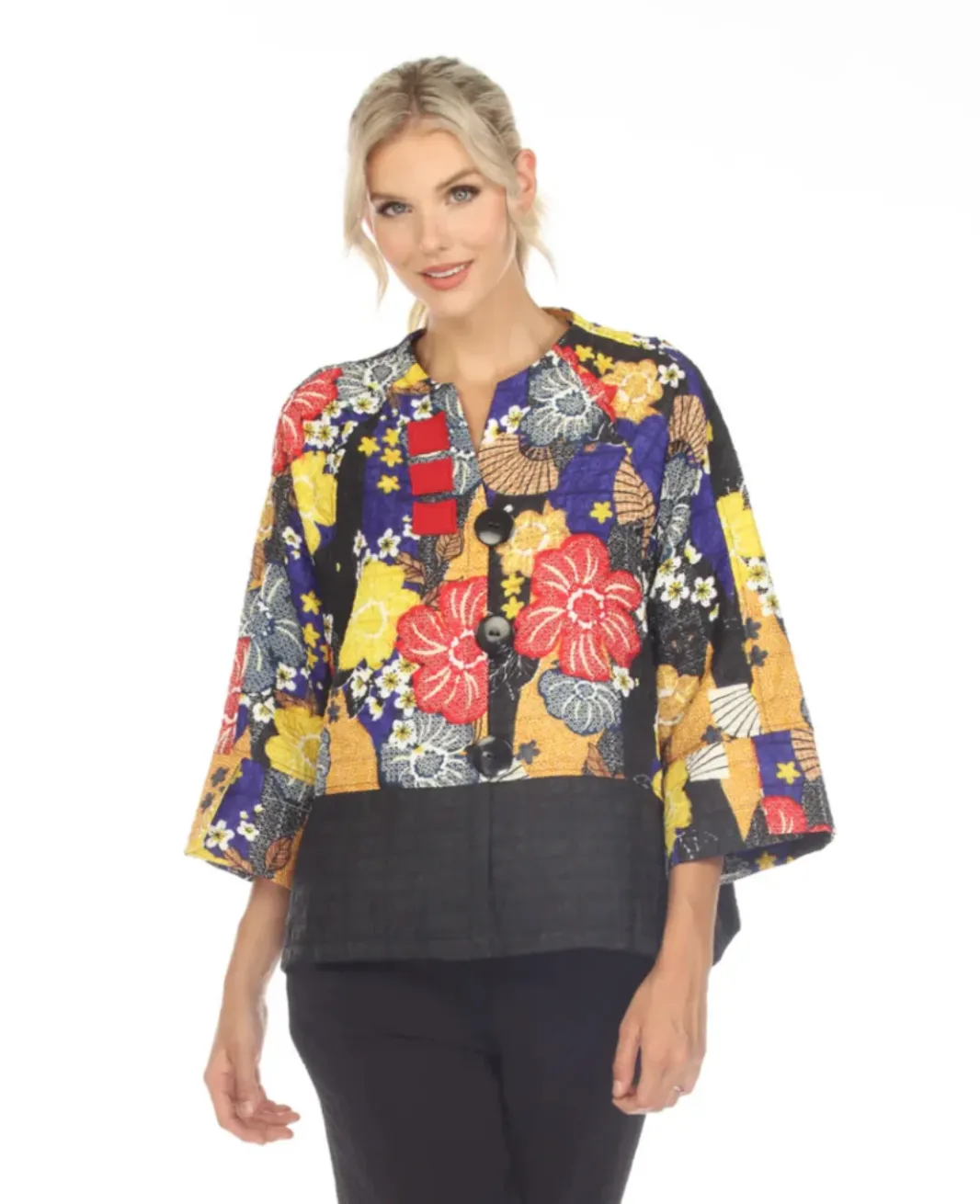Moonlight Floral Kimono Sleeve Jacket - 3791