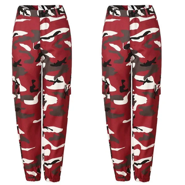 New Women Camo Cargo High Waist Hip Hop Trousers Pants Military Army Combat Camouflage Long Pants Hot Capris