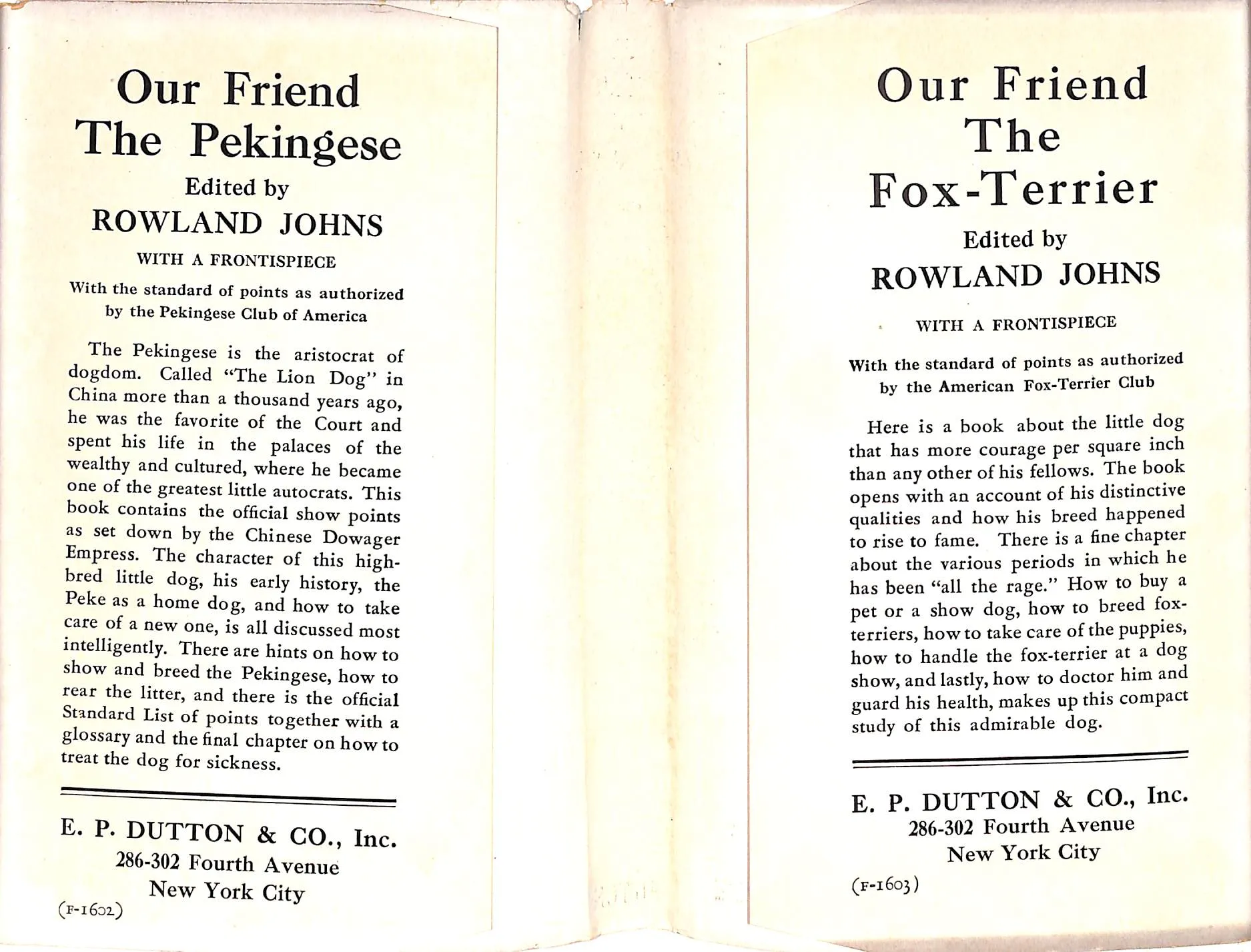 "Our Friend The Pekingese" 1933 JOHNS, Rowland [edited by] (SOLD)