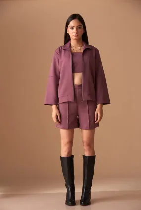 Ruched Top with Shorts and Shacket