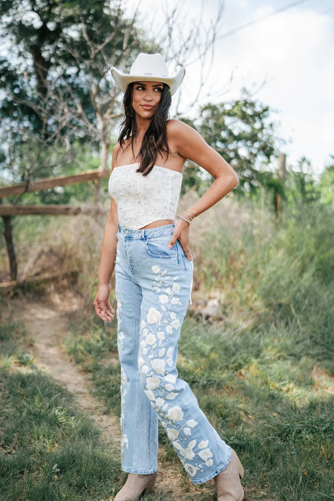 Set In Stone Embroidered Denim Jeans