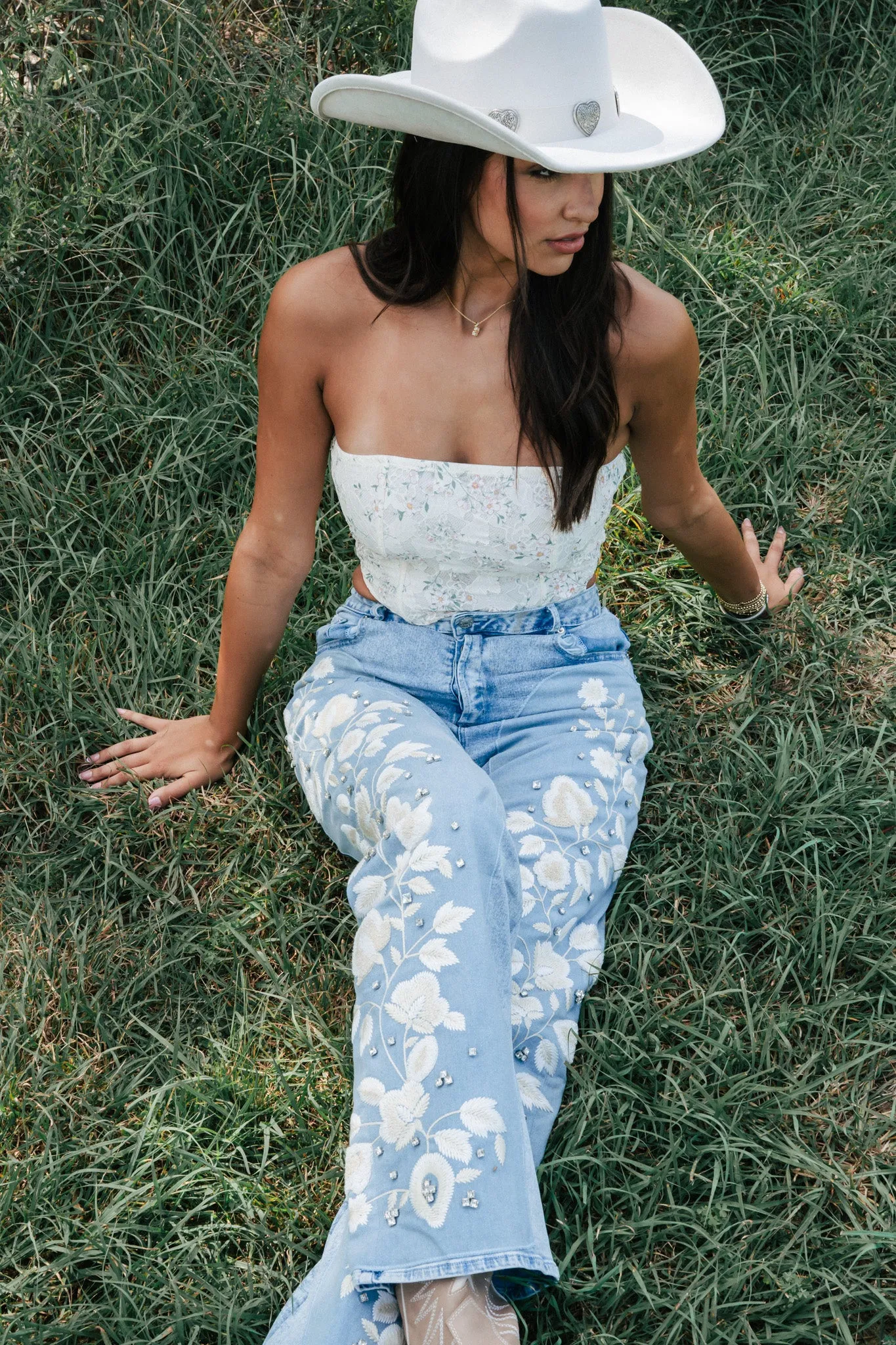 Set In Stone Embroidered Denim Jeans