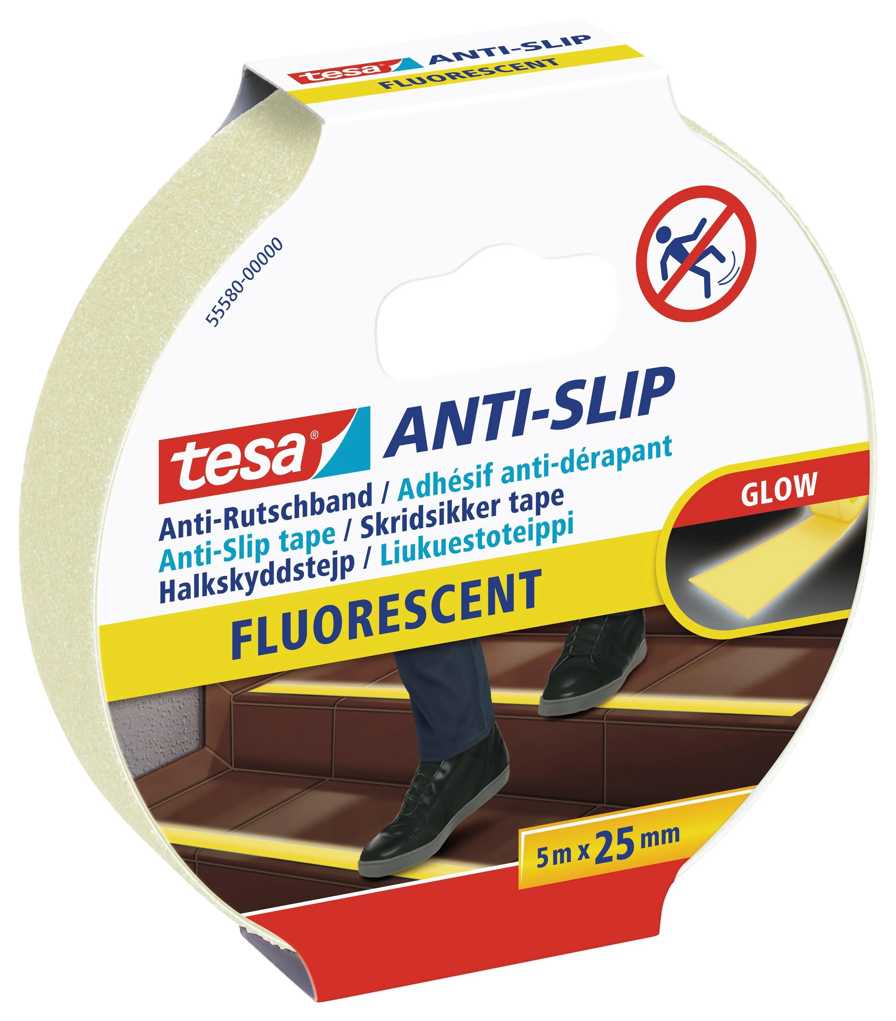 TESA Anti-Slip Tape Day Glow 5m x 25mm - Flourescent