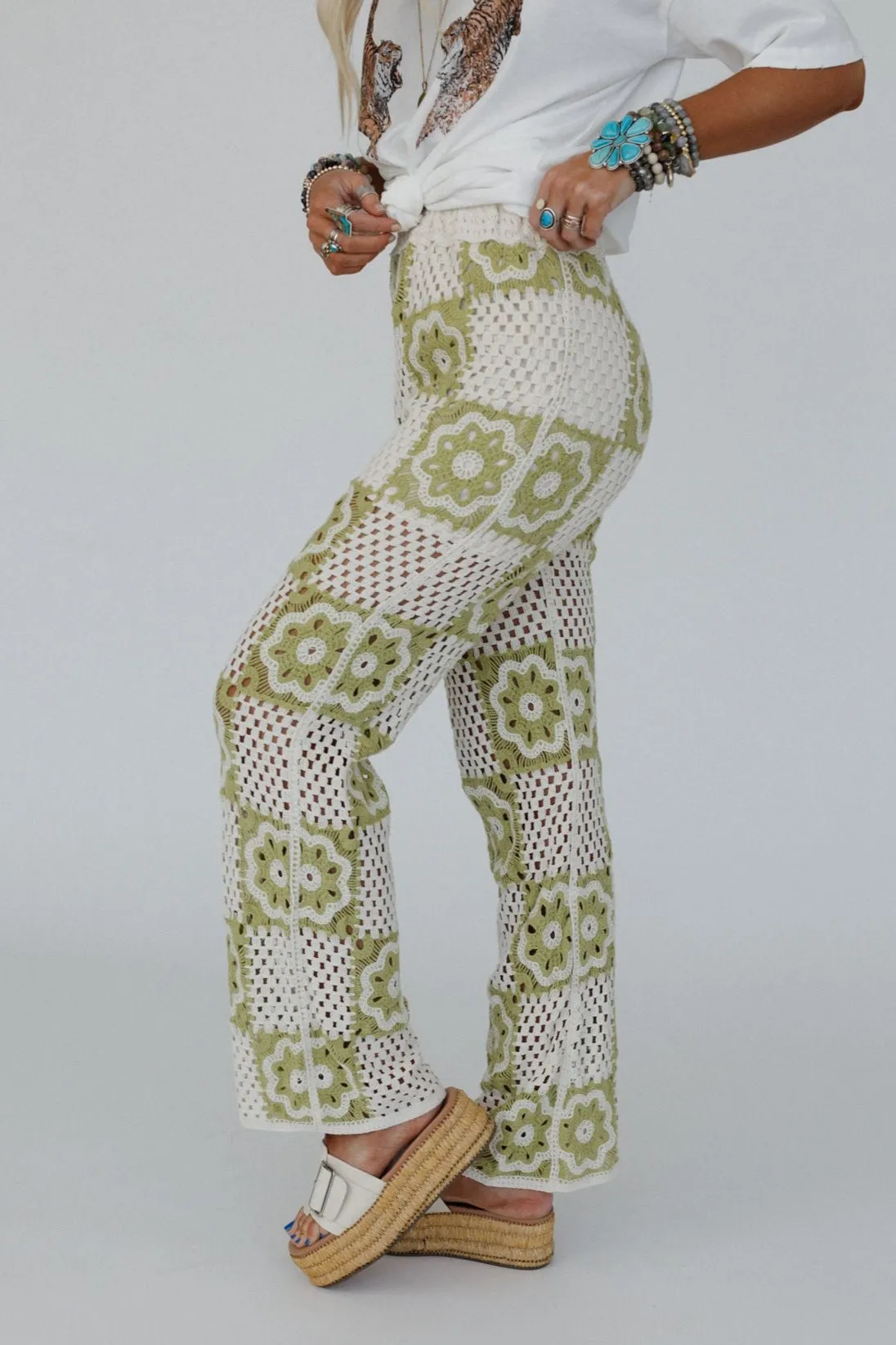 Tierra Sol Crochet Pants - Green