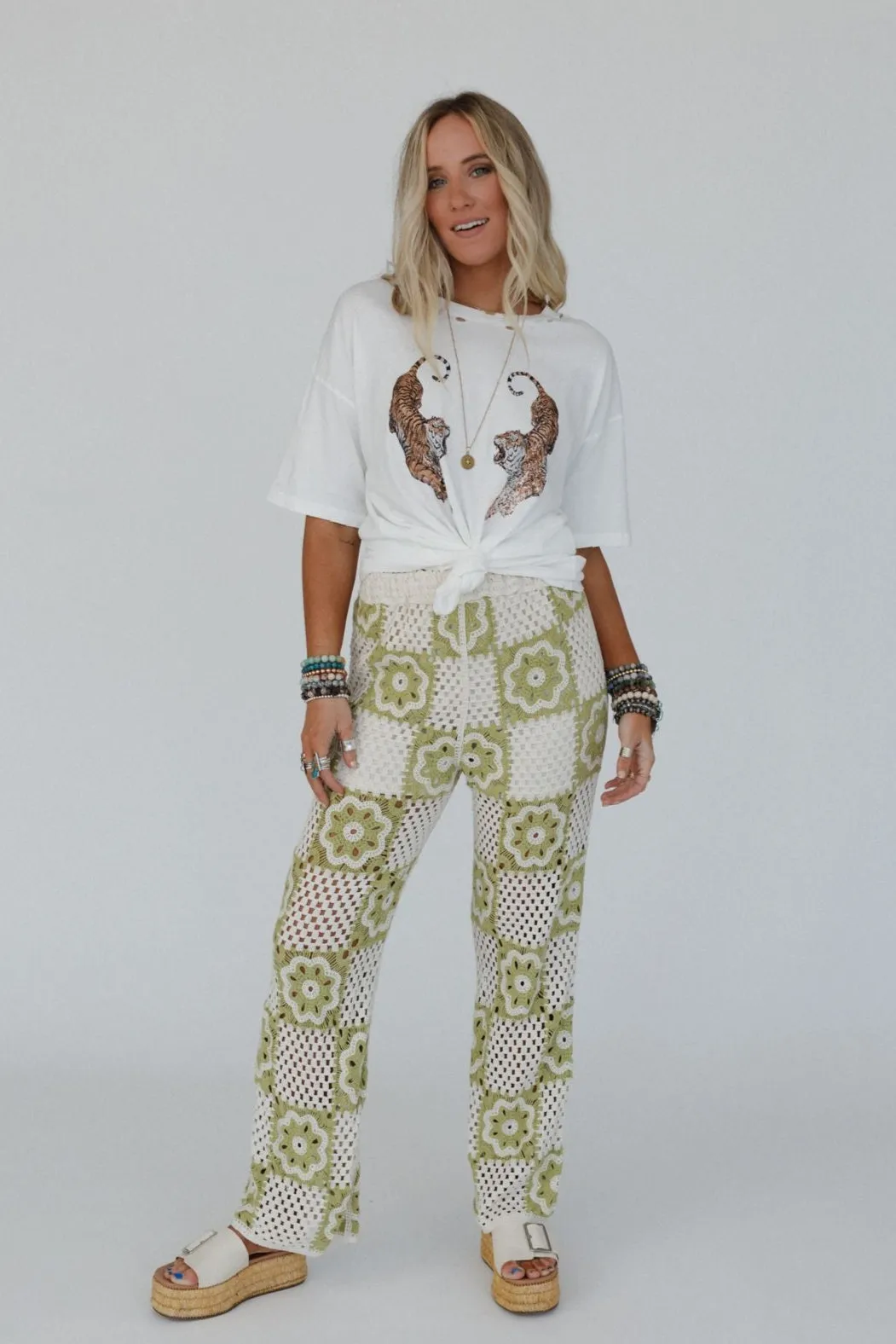 Tierra Sol Crochet Pants - Green