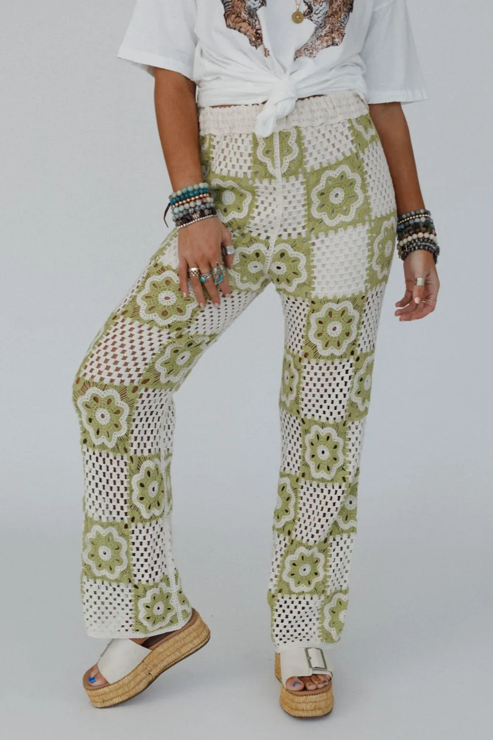 Tierra Sol Crochet Pants - Green
