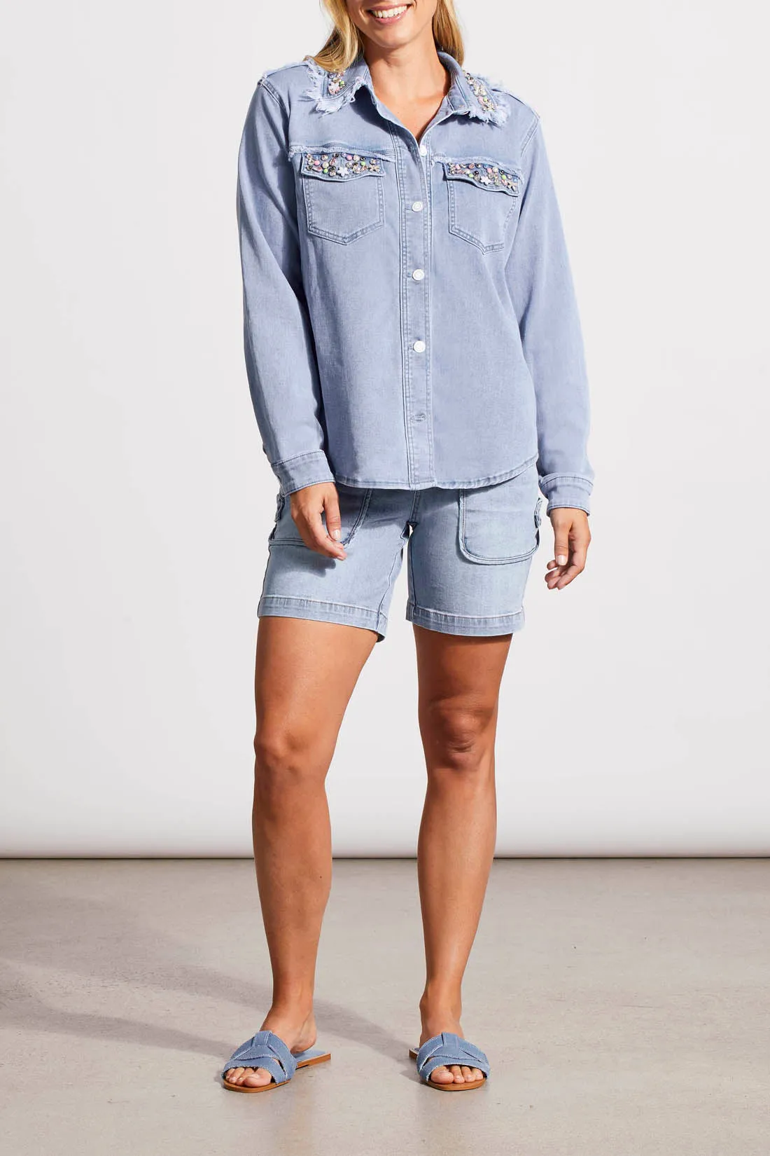 Tribal  Spring/Summer 2024 5454O/4798-Denim Shacket-Blue Mist