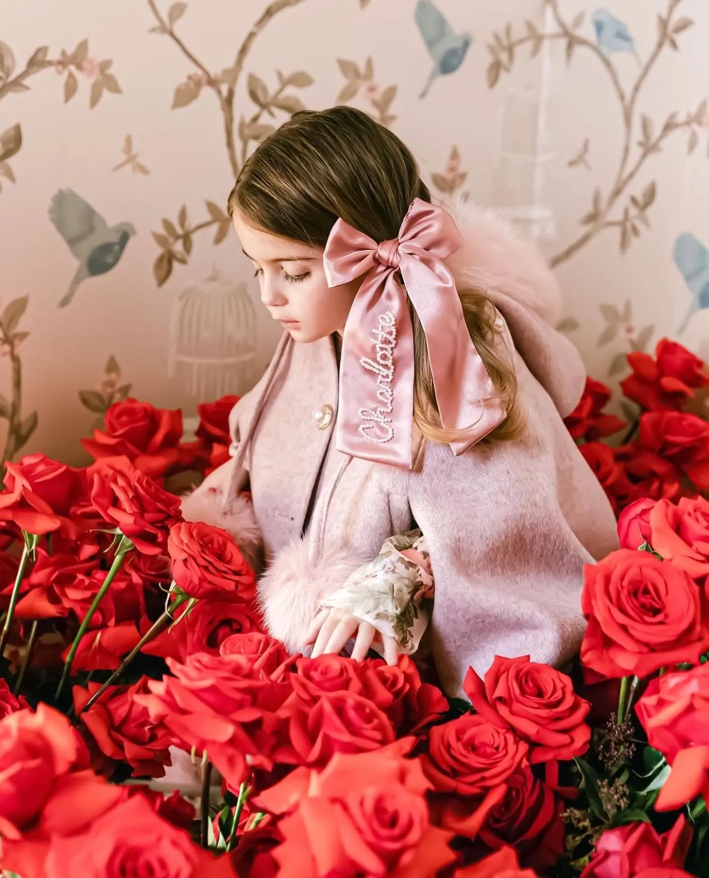 Victoria for MI LOVES Collaboration!!Beautiful ROSE Cape with Luxurious Fox fur Collar and pom-poms