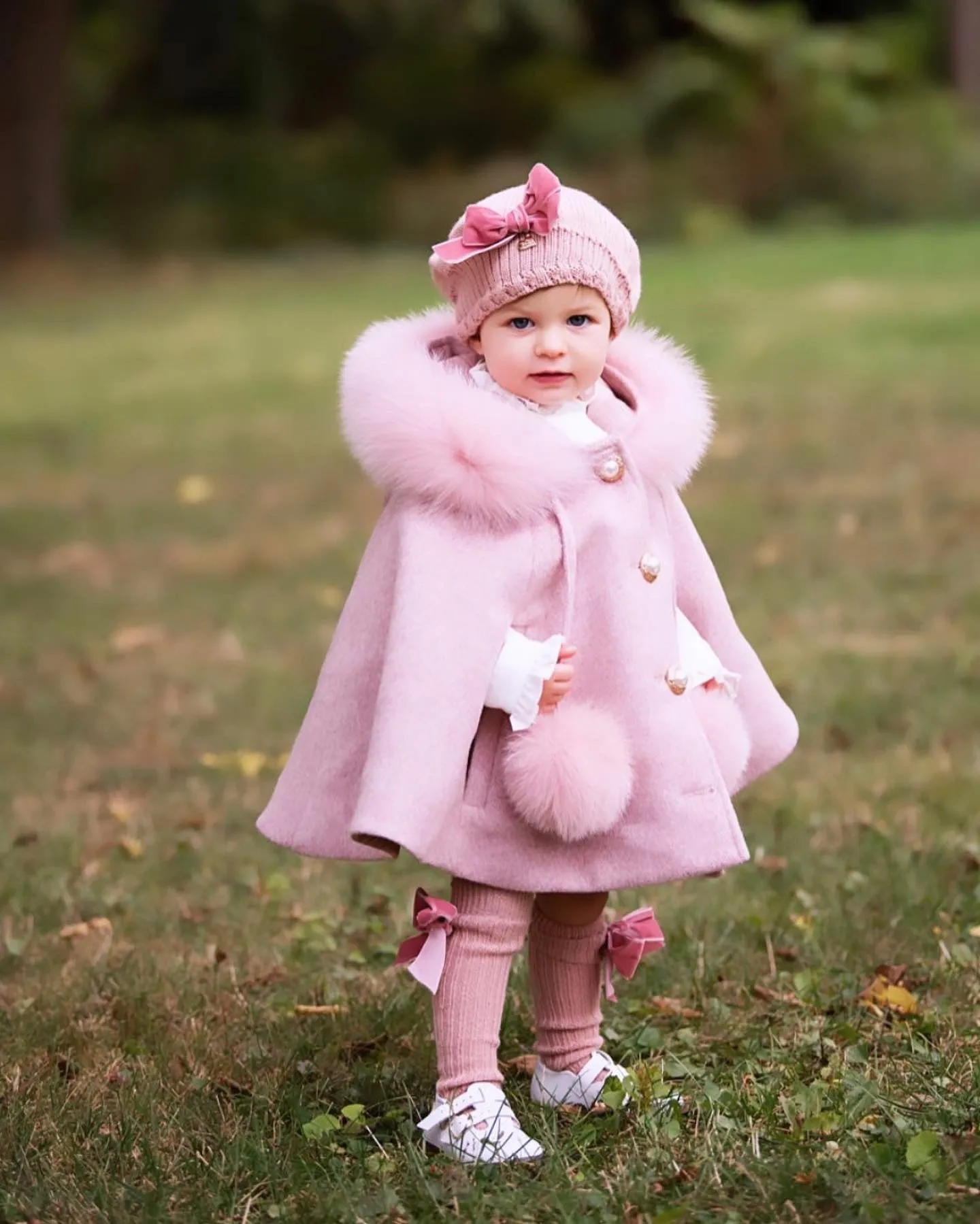 Victoria for MI LOVES Collaboration!!Beautiful ROSE Cape with Luxurious Fox fur Collar and pom-poms