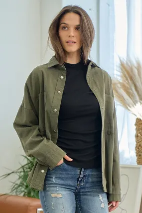 Washed Olive Shacket