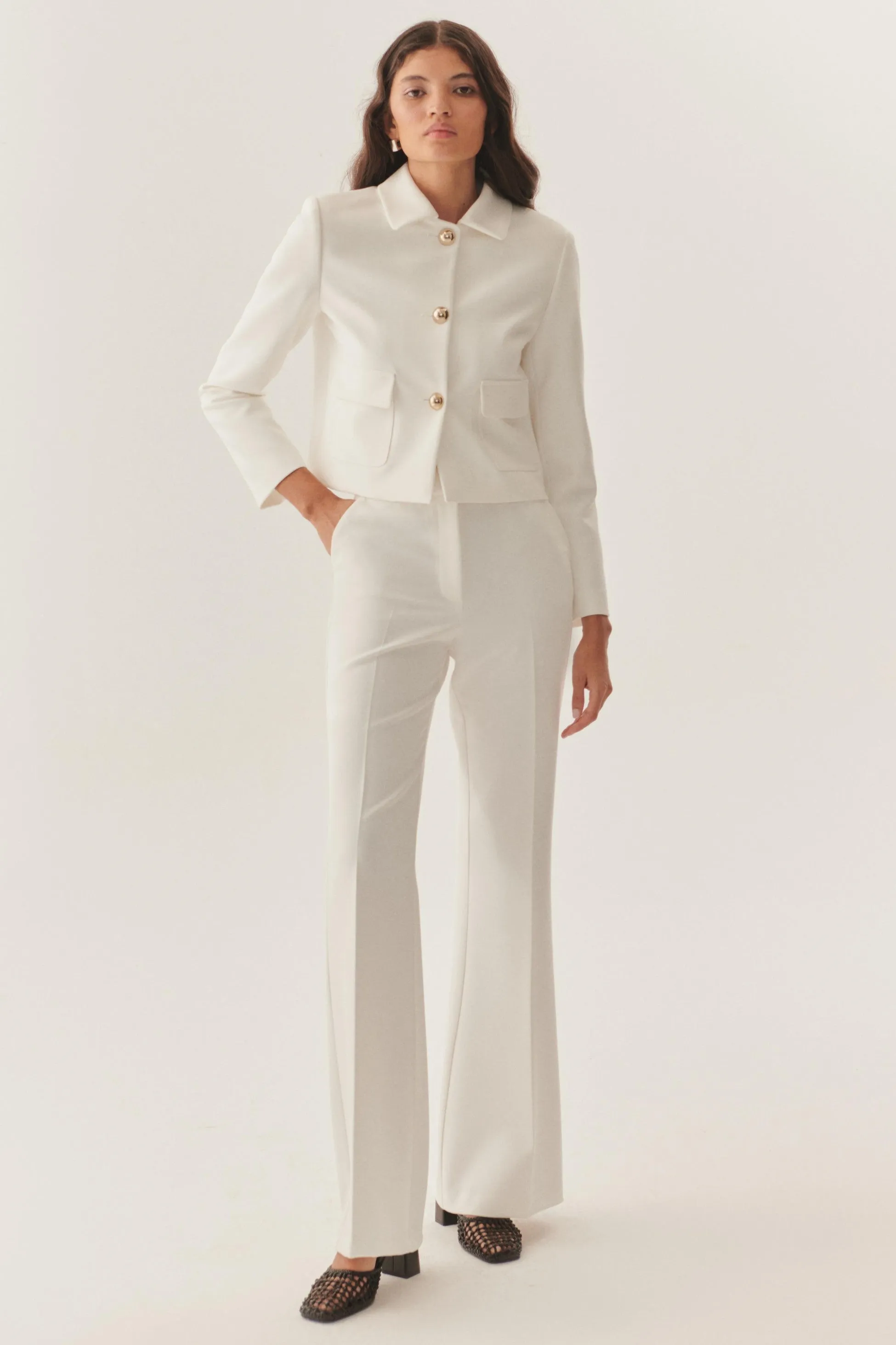 White Classic High-Waist Pants
