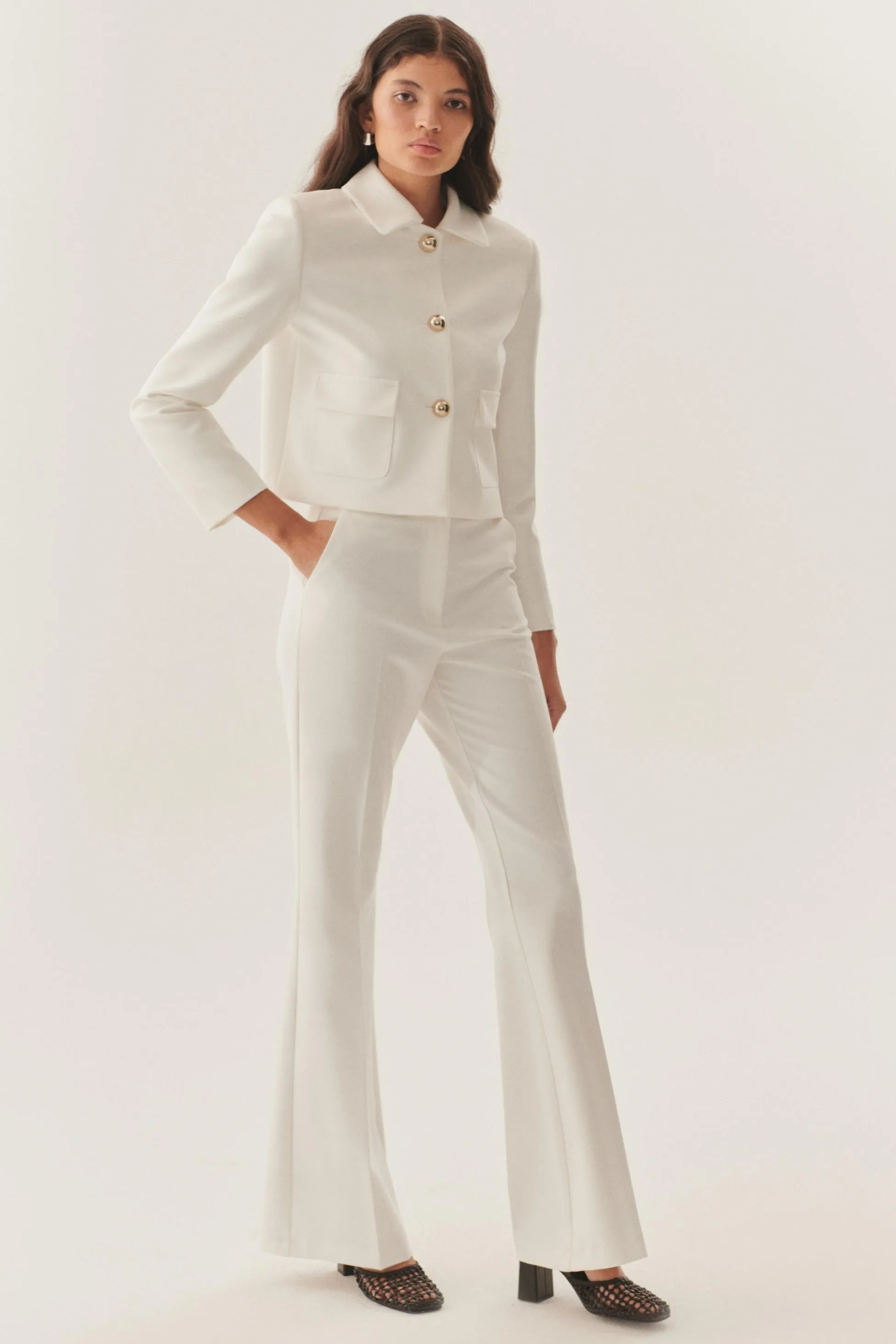 White Classic High-Waist Pants