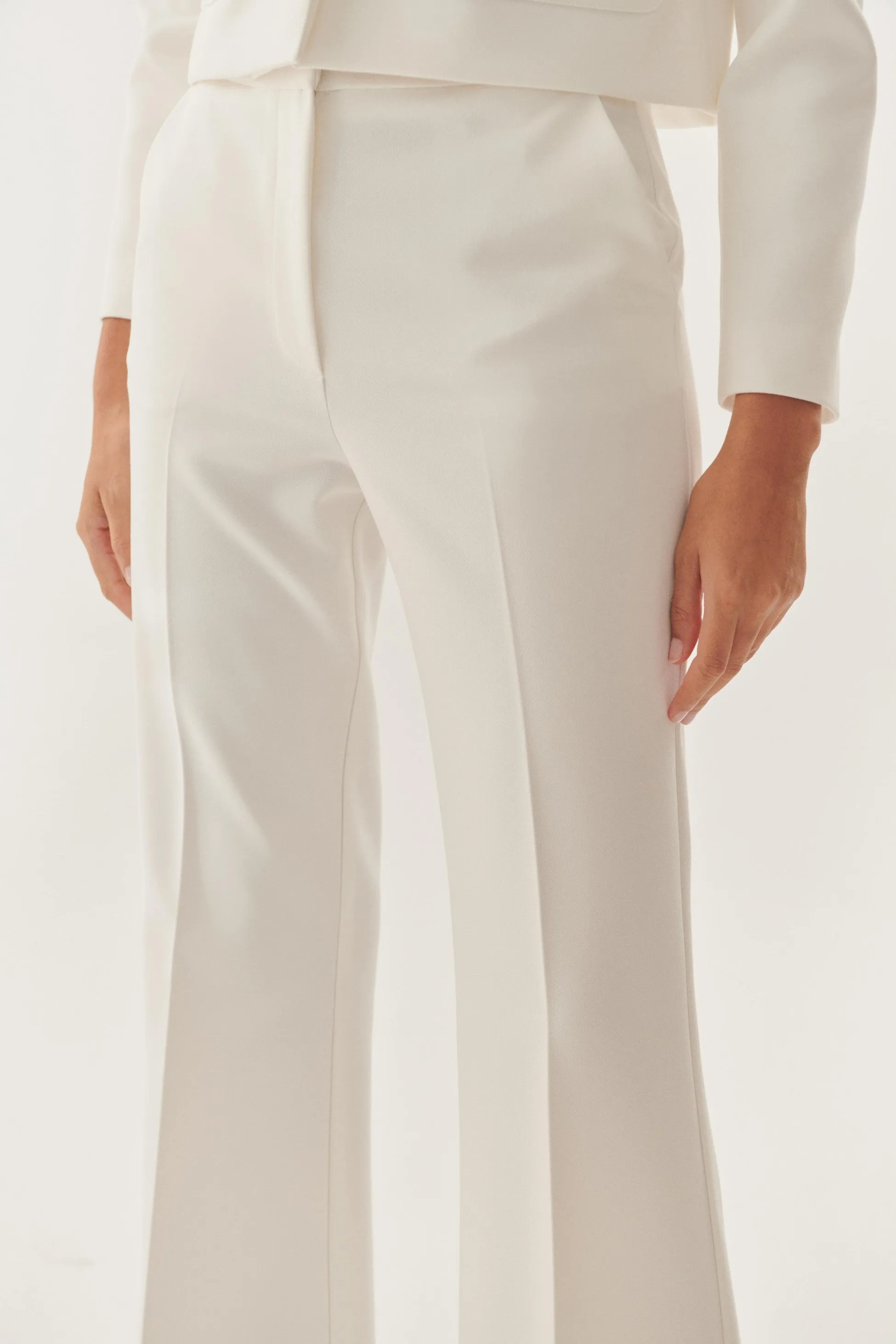 White Classic High-Waist Pants